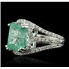 Image 2 : 14KT White Gold 5.58ct Emerald and Diamond Ring