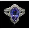 Image 1 : 5.10ct Tanzanite and Diamond Ring - 14KT White Gold
