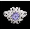 Image 1 : 14KT White Gold 1.17ct Tanzanite and Diamond Ring