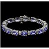 Image 1 : 20.58ctw Tanzanite and Diamond Bracelet - 14KT White Gold