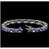 Image 3 : 20.58ctw Tanzanite and Diamond Bracelet - 14KT White Gold