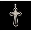 Image 1 : 1.00ctw Diamond Cross Pendant - 14KT White Gold