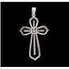 Image 2 : 1.00ctw Diamond Cross Pendant - 14KT White Gold