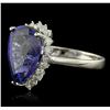 Image 2 : 14KT White Gold 9.35ct GIA Certified Tanzanite and Diamond Ring