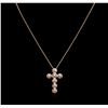 Image 2 : 0.17ctw Diamond Cross Pendant With Chain - 14KT Rose Gold
