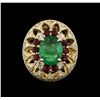 Image 1 : 14KT Yellow Gold 3.89ct Emerald, Ruby and Diamond Ring