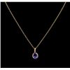 Image 2 : 2.95ct Tanzanite and Diamond Pendant With Chain - 14KT Rose Gold