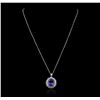 Image 2 : 14KT White Gold 9.14ct Tanzanite and Diamond Pendant With Chain
