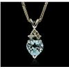 Image 1 : 14KT White Gold 0.50ct Aquamarine and Diamond Pendant With Chain