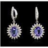 Image 1 : 14KT White Gold 4.08ctw Tanzanite and Diamond Earrings
