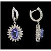 Image 2 : 14KT White Gold 4.08ctw Tanzanite and Diamond Earrings