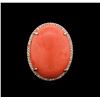 Image 1 : 30.29ct Pink Coral and Diamond Ring - 14KT Rose Gold