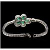 Image 3 : 4.05ctw Emerald and Diamond Bracelet - 14KT White Gold