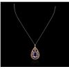 Image 1 : 14KT Rose Gold 9.99ct Amethyst and Diamond Pendant With Chain