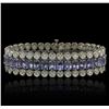 Image 1 : 10KT White Gold 20.84ctw Tanzanite and Diamond Bracelet