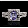 Image 1 : 18KT White Gold 0.83ct Tanzanite and Diamond Ring