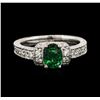 Image 1 : 14KT White Gold 0.75ct Emerald and Diamond Ring