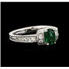 Image 2 : 14KT White Gold 0.75ct Emerald and Diamond Ring