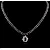 Image 1 : 63.79ctw Blue Sapphire and Diamond Necklace - 14KT White Gold