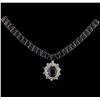 Image 2 : 63.79ctw Blue Sapphire and Diamond Necklace - 14KT White Gold