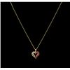 Image 2 : 0.10ctw Ruby and Diamond Pendant With Chain - 14KT Yellow Gold