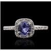 Image 1 : 14KT White Gold 0.72ct Tanzanite and Diamond Ring