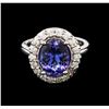 Image 1 : 3.47ct Tanzanite and Diamond Ring - 14KT White Gold