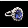 Image 2 : 3.47ct Tanzanite and Diamond Ring - 14KT White Gold