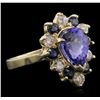 Image 2 : 14KT Yellow Gold 3.36ct Tanzanite, Sapphire and Diamond Ring