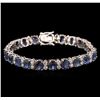 Image 1 : 22.00ctw Blue Sapphire and Diamond Bracelet - 14KT White Gold