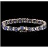 Image 2 : 22.00ctw Blue Sapphire and Diamond Bracelet - 14KT White Gold