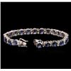 Image 3 : 22.00ctw Blue Sapphire and Diamond Bracelet - 14KT White Gold