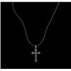 Image 1 : 0.45ctw Black Diamond Pendant and Rubber Cord - 18KT White Gold