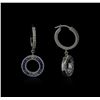 Image 2 : 0.50ctw Multi Sapphire and Diamond Dangle Earrings - 14KT White Gold