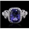 Image 1 : 14KT White Gold 3.40ct Tanzanite and Diamond Ring