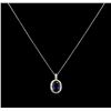 Image 2 : 7.28ct Tanzanite and Diamond Pendant With Chain - 14KT White Gold