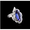 Image 2 : 14KT White Gold 3.92ct Tanzanite and Diamond Ring