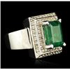 Image 2 : 14KT White Gold 3.83ct Emerald and Diamond Ring