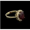Image 2 : 6.70ct Ruby and Diamond Ring - 14KT Yellow Gold