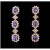 Image 1 : 14KT Rose Gold 5.16ctw Tanzanite and Diamond Earrings