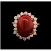 Image 1 : 6.67ct Coral and Diamond Ring - 14KT Rose Gold