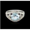Image 1 : 14KT White Gold 2.18ct Topaz and Diamond Ring