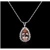 Image 2 : 14KT White Gold 8.37ct Morganite and Diamond Pendant With Chain