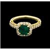 Image 1 : 1.29ct Emerald and Diamond Ring - 14KT Yellow Gold
