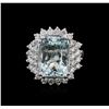 Image 1 : 14KT White Gold 6.08ct Aquamarine and Diamond Ring