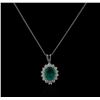 Image 1 : 14KT White Gold 2.95ct Chrysoprase and Diamond Pendant With Chain