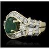 Image 2 : 14KT Yellow Gold 1.96ct Emerald and Diamond Ring