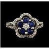 Image 1 : 14KT White Gold 0.95ctw Sapphire and Diamond Ring
