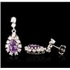 Image 2 : 14KT White Gold 2.72ctw Amethyst and Diamond Earrings