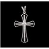 Image 1 : 0.370ctw Diamond Cross Pendant - 14KT White Gold